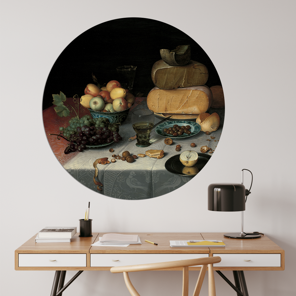 Wall circle Still Life with Cheeses, Floris Claesz. van Dijck