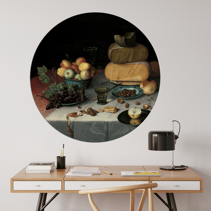 Wall circle Still Life with Cheeses, Floris Claesz. van Dijck