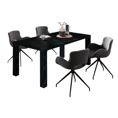 Eettafel 180x90x76 cm zwart marmerlook MDF