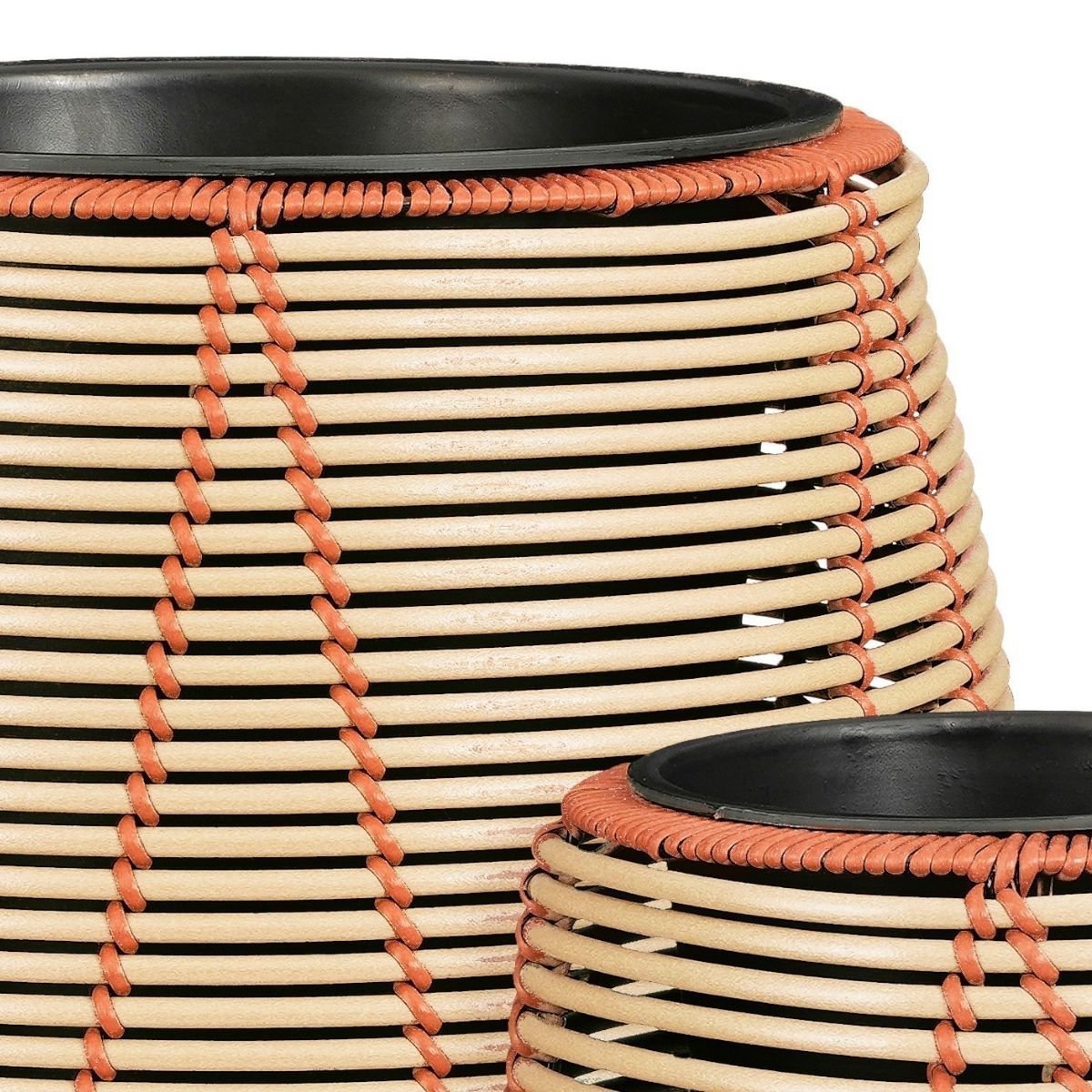 Bloempot Cancun beige gevlochten 3 stuks
