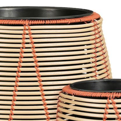Bloempot Cancun beige gevlochten 3 stuks