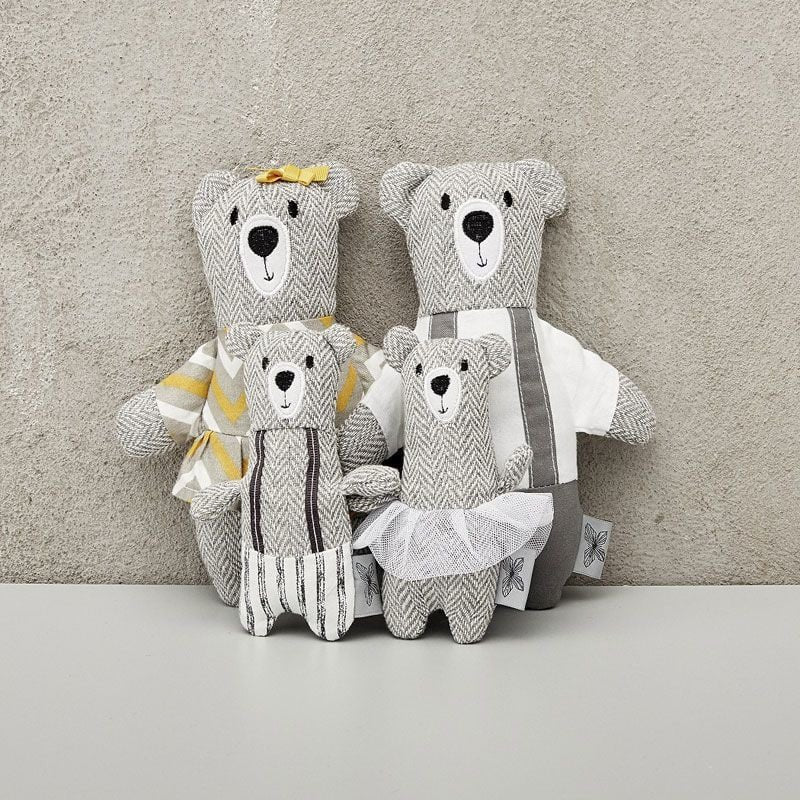 Poppenhuis familie Beer 17 cm en 12 cm