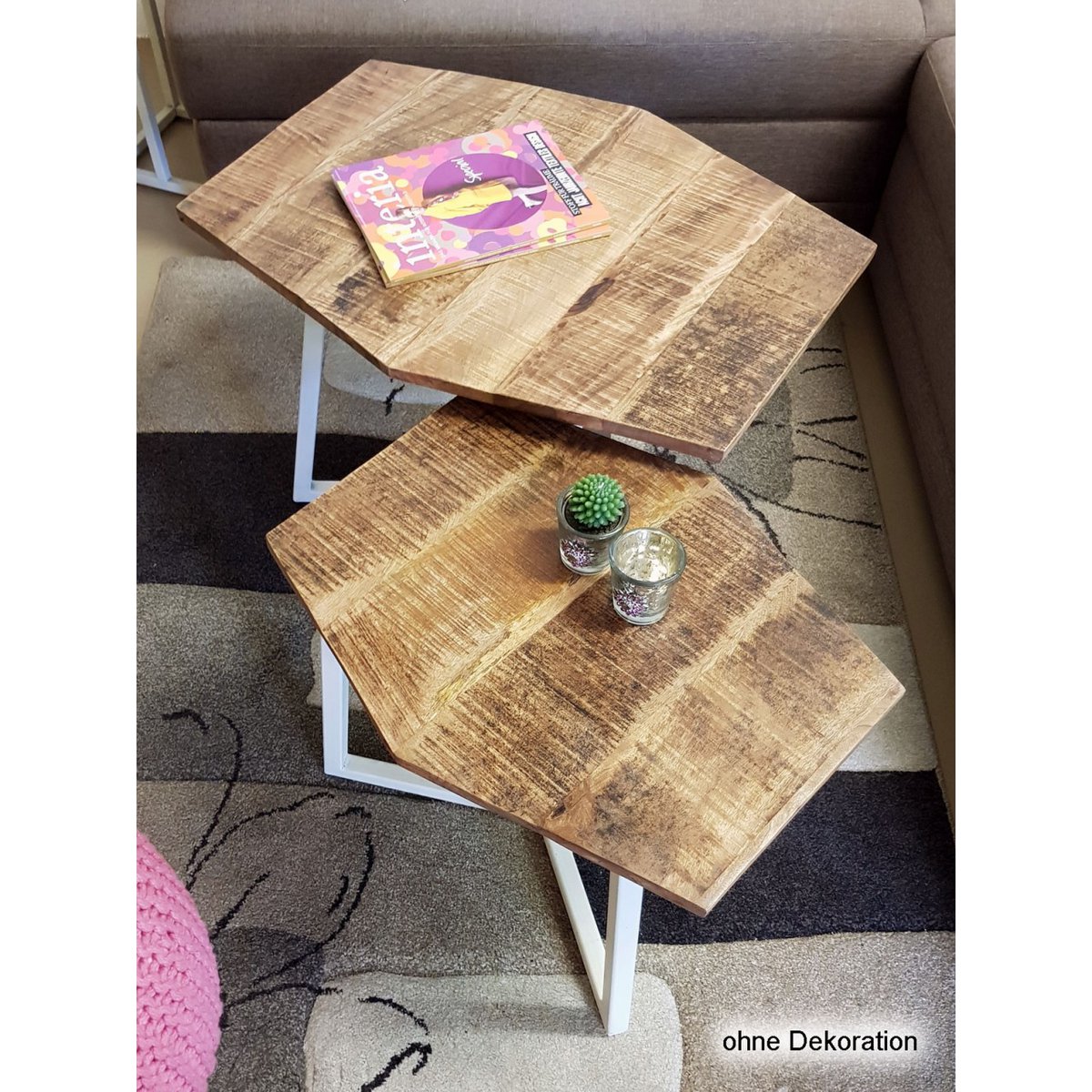 Salontafel set 2 stuks mangohout metaal