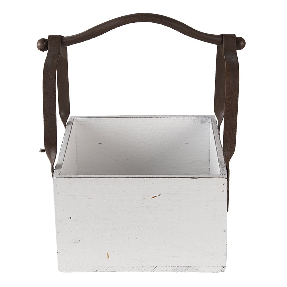 Houten mand 24x19x28 cm wit