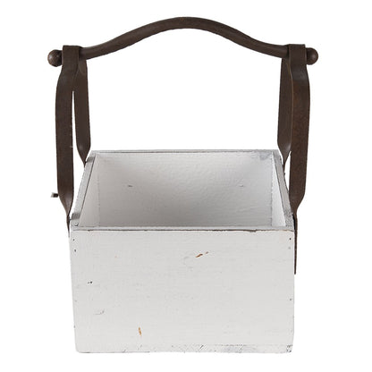 Houten mand 24x19x28 cm wit