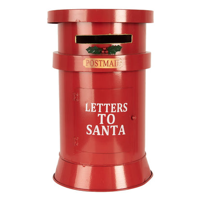 Kerstdecoratie brievenbus Ø 24x38 cm rood metaal