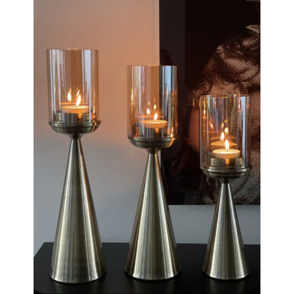 Kandelaar glas goud 39 cm