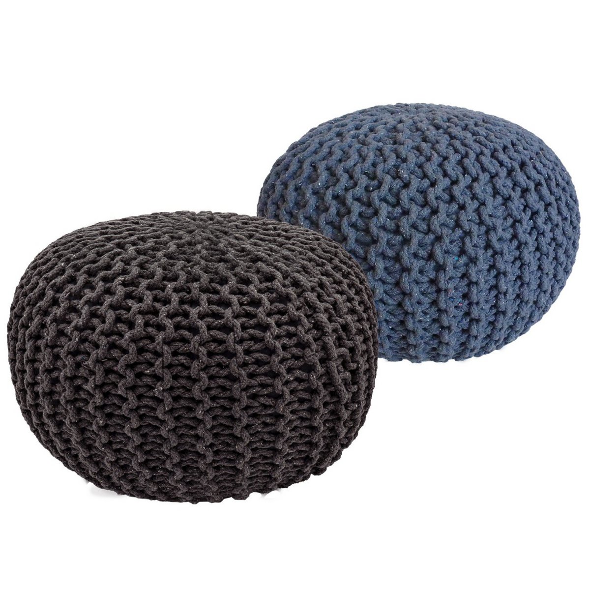 Poef set 2 stuks Ø55x37 cm grofgebreid