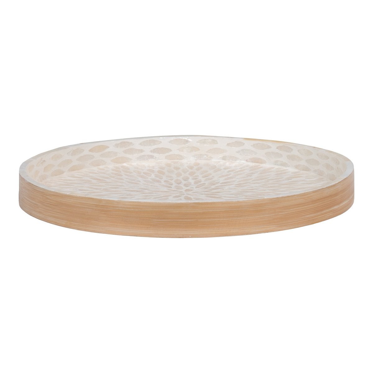 Dienblad bamboe capiz beige 40x40x3,5 cm