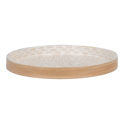 Dienblad bamboe capiz beige 40x40x3,5 cm