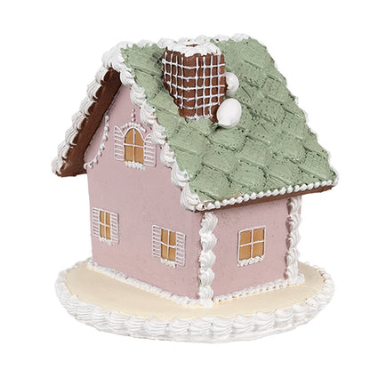 Gingerbread house 12 cm Roze Katoen Peperkoekhuisje