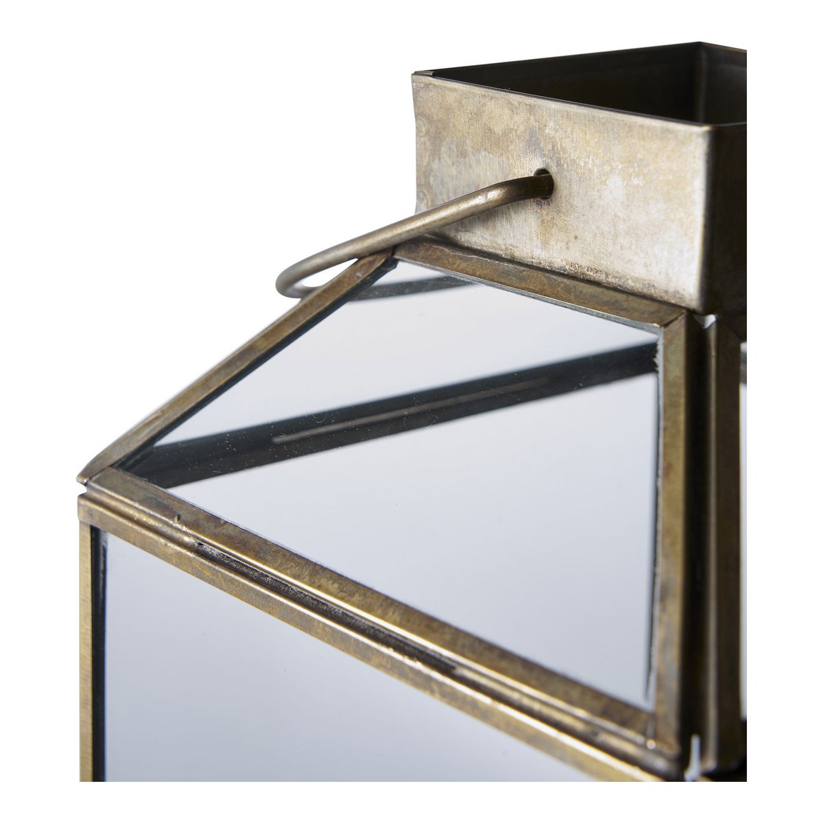 Lantaarn 35 cm metaal glas bruin