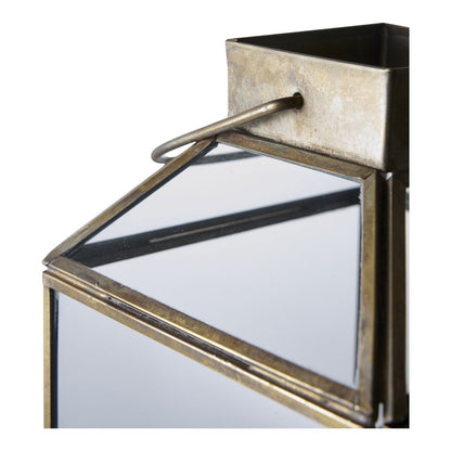 Lantaarn 35 cm metaal glas bruin
