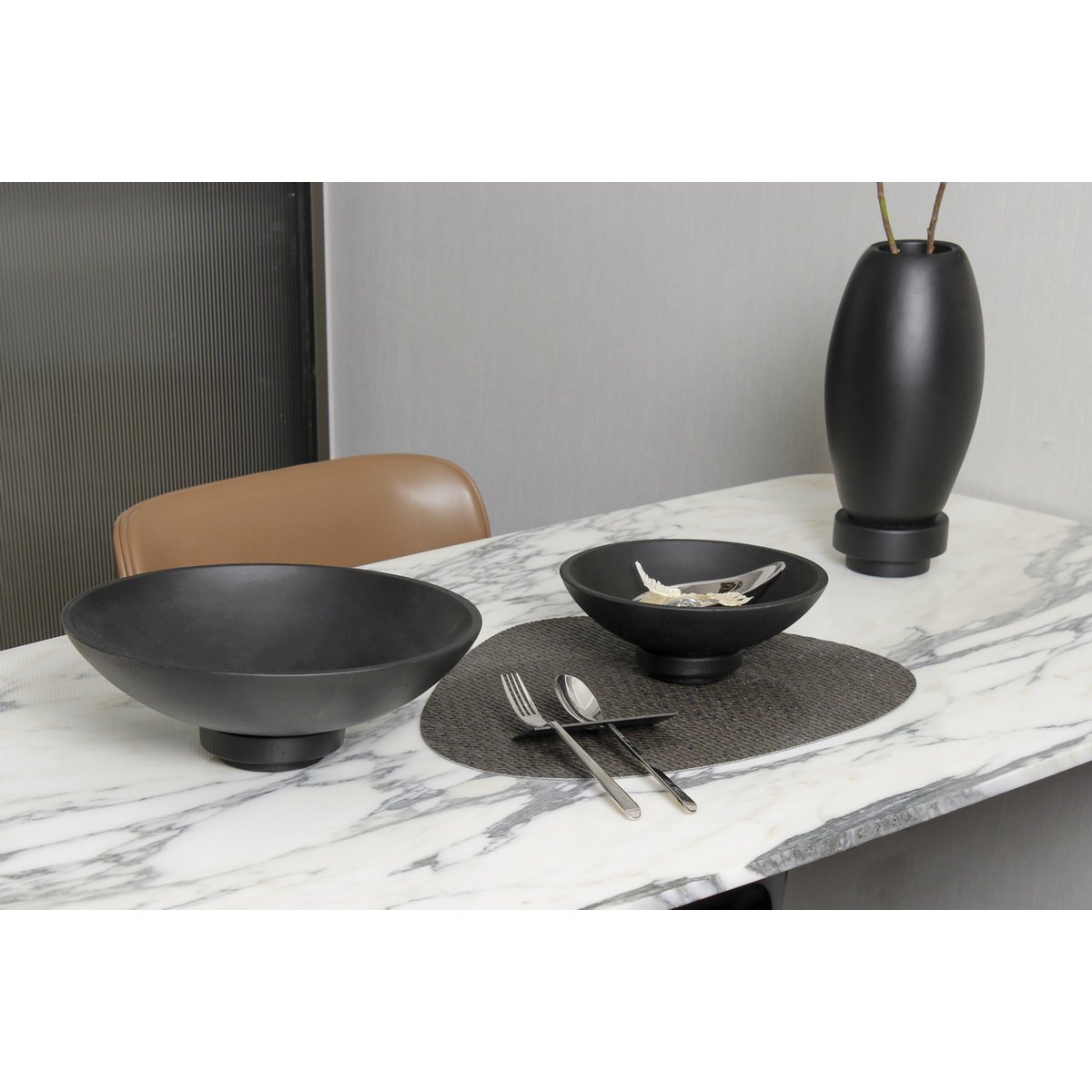 Grote Schaal Modern Design Kom Zwart Microcement RUD12BK