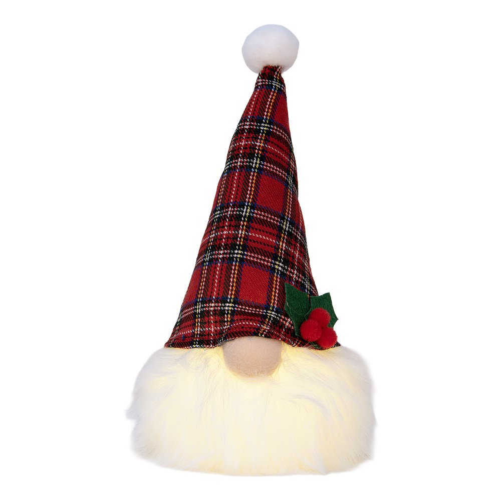 Christmas decoration with LED lighting Gnome 10x10x25 cm Red Synthetic
