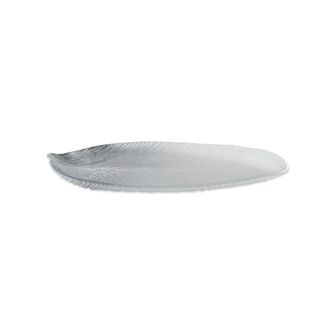 Presentatieschaal zilver glas 43x20x3,2 cm