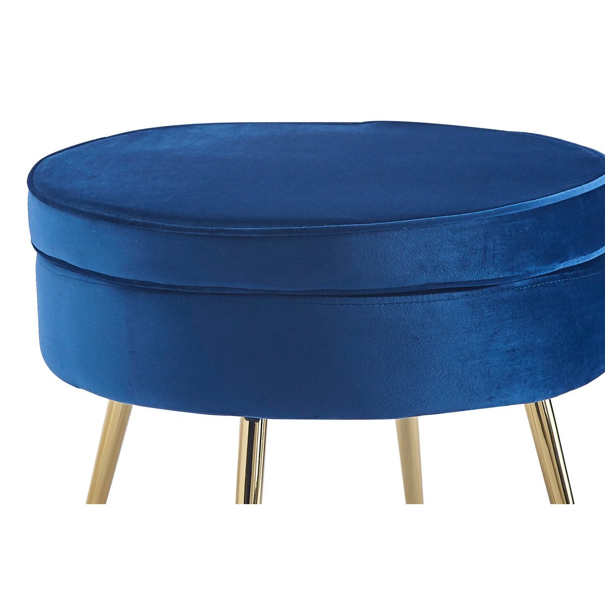 Poef rond donkerblauw fluweel 52x52x41 cm