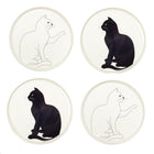 BLACK AND WHITE CAT DESSERT PLATES - SET OF 4