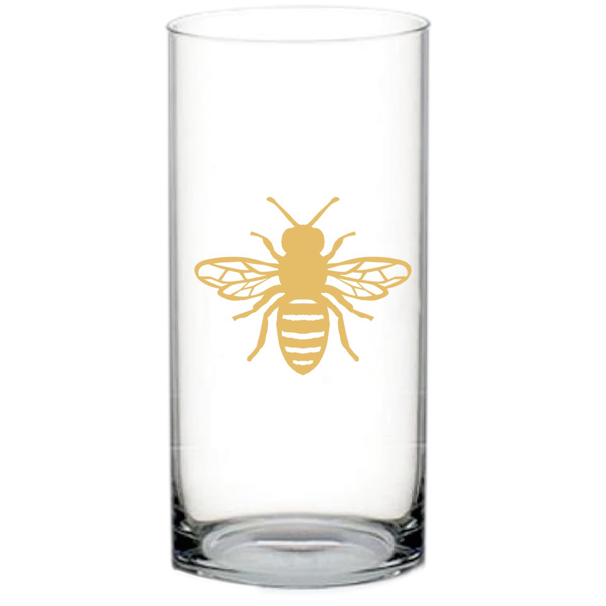 Vaas 10 x 22 cm glas geel bijenpatroon