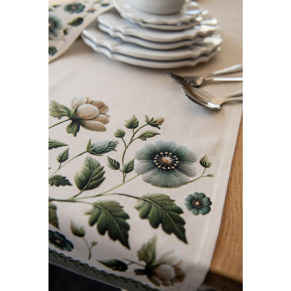 Tafelloper 50x140 cm Beige Katoen