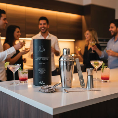 Cocktailshaker set 550ml 5 stuks zilver