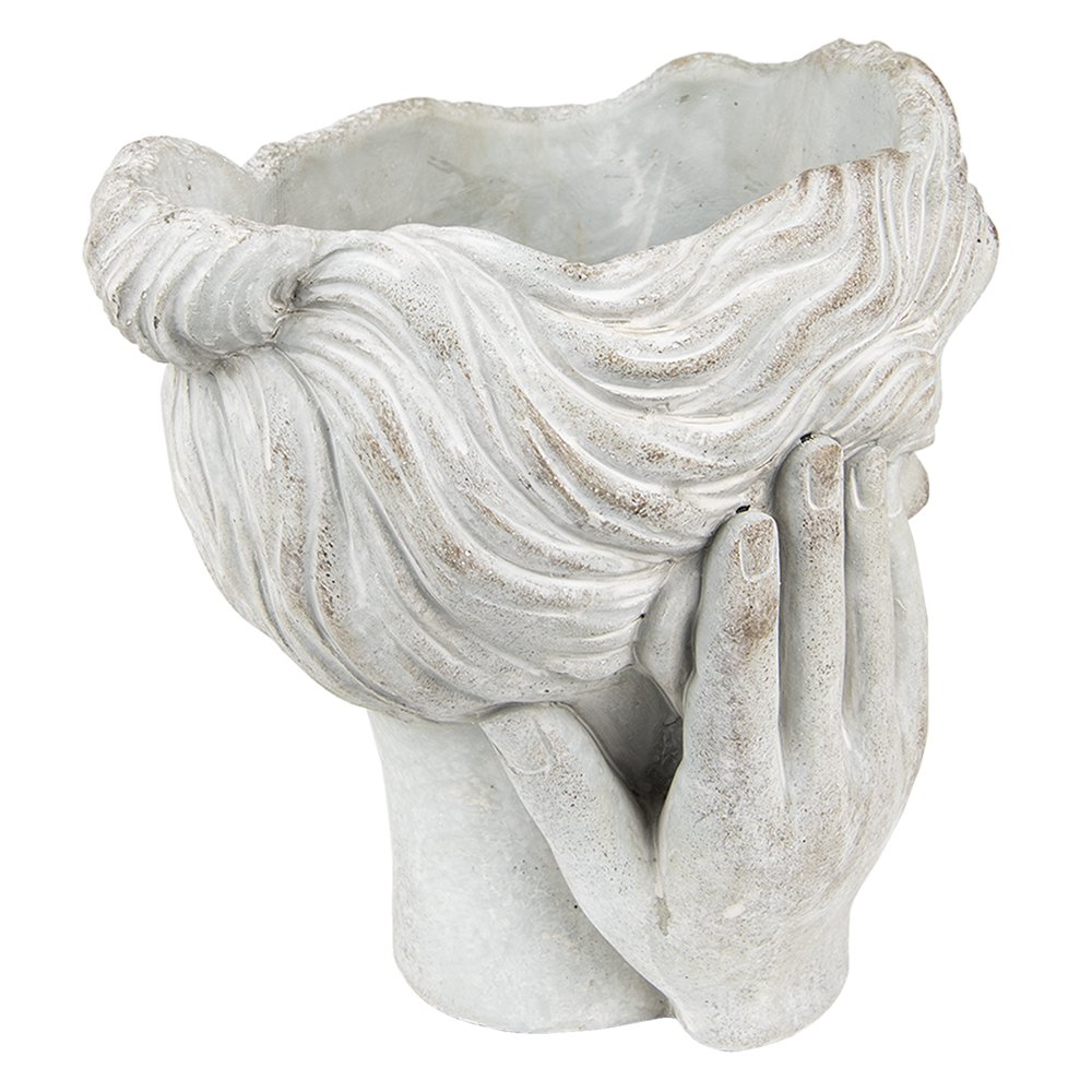 Bloempot hoofd Ø 11x20 cm grijs steen