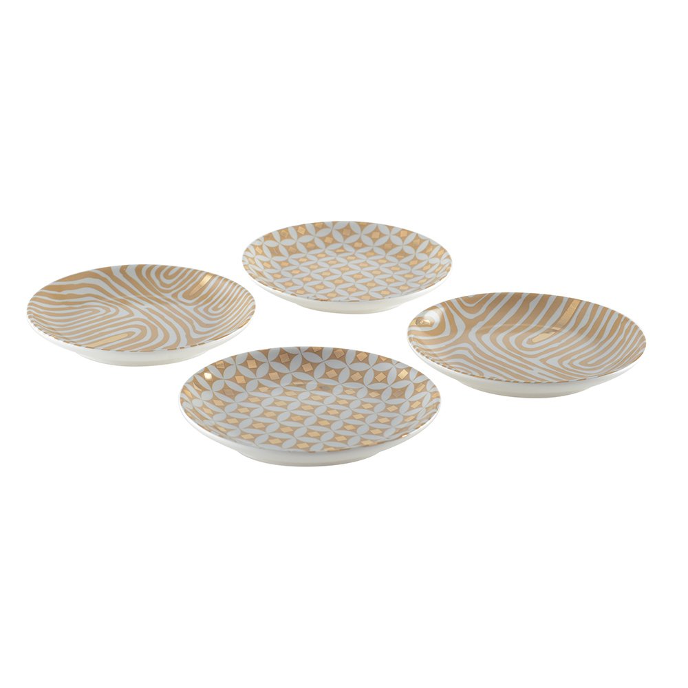 Bekers rond 12 cm goud porselein set van 4