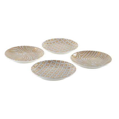 Bekers rond 12 cm goud porselein set van 4