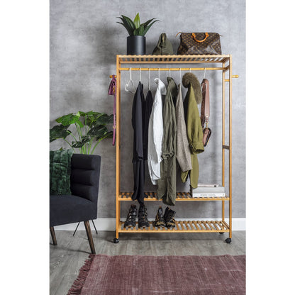 Kledingrek bamboe 113x165 cm met wielen