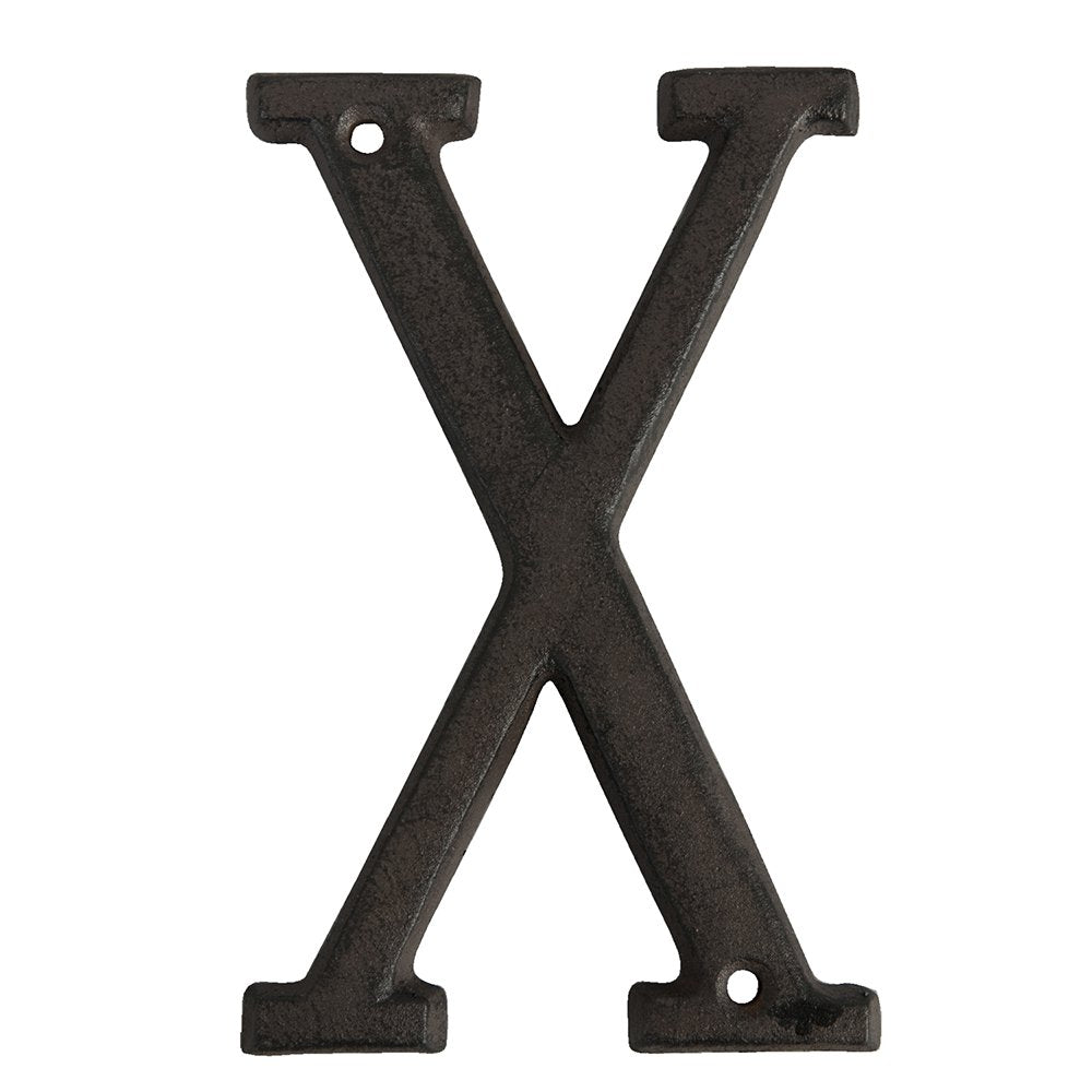 IJzeren letter X 13 cm bruin