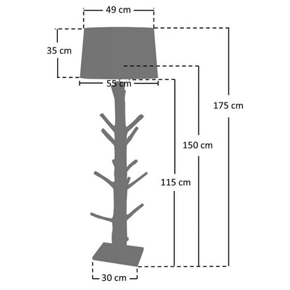 Vloerlamp drijfhout naturel wit 175 cm