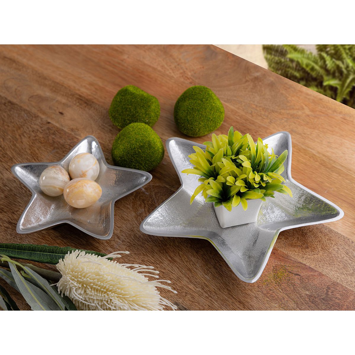 Decoratieschaaltjes aluminium goud zilver 25 cm set van 2