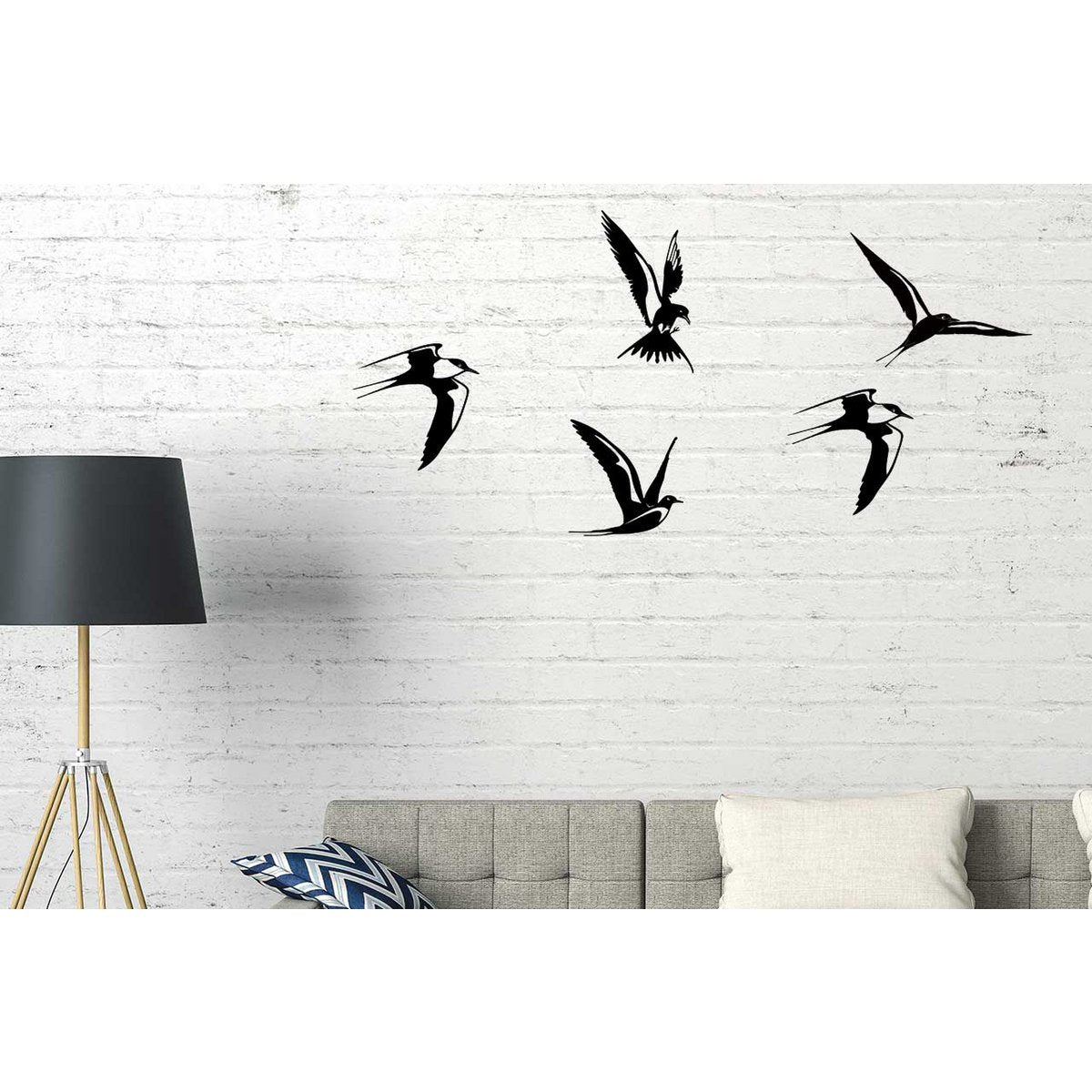 Zwaluwen Wanddecoratie Set Zwarte Poedercoating 5 Stuks
