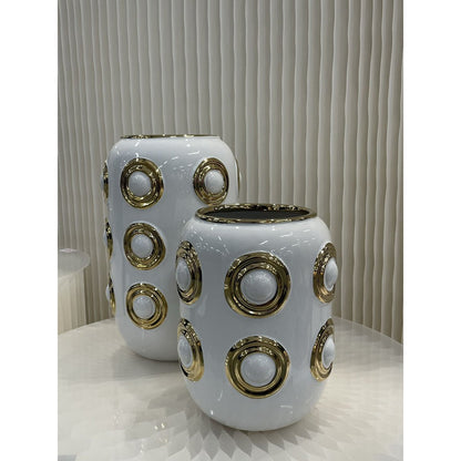 Vaas keramiek wit goud 22 cm
