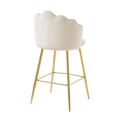 Barkrukken set van 2 beige fluweel goud 68 cm zithoogte