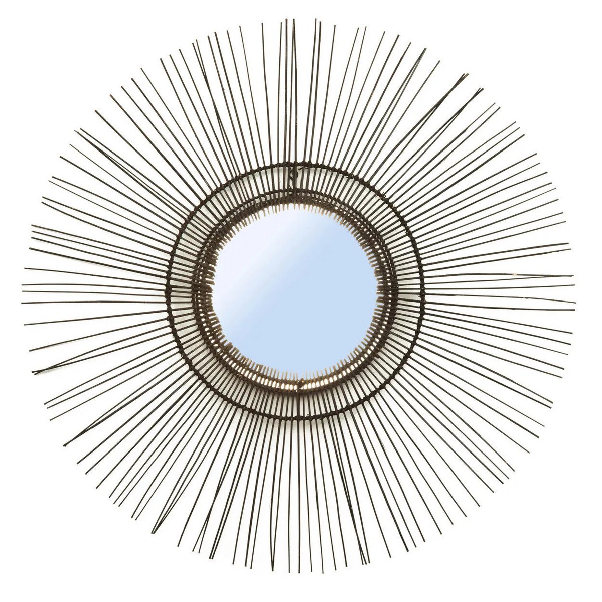 Wandspiegel rotan frame 60 cm zwart