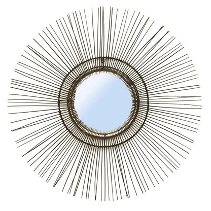 Wandspiegel rotan frame 60 cm zwart
