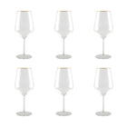 Matt Golden Wine Glasses Set of 6 with Gold Rim Elegant