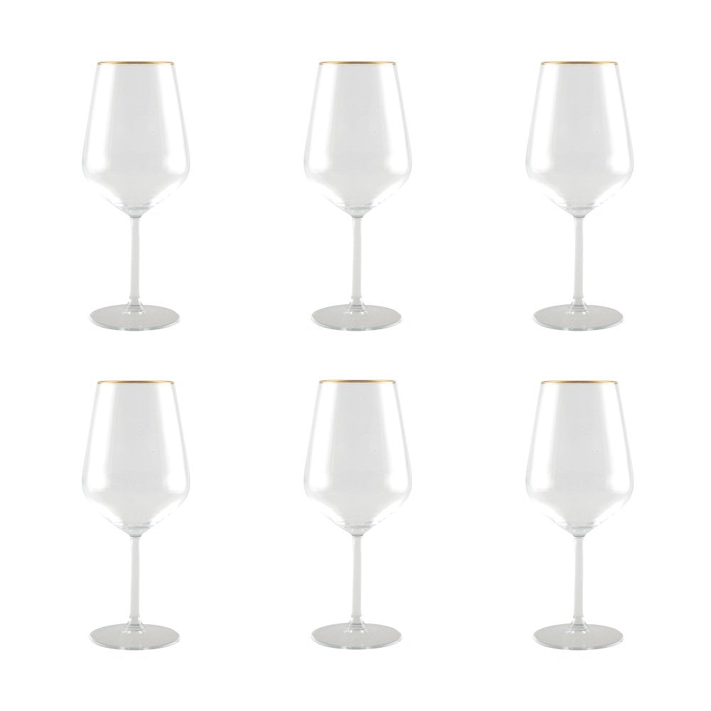 Wijnglazen set van 6 mat goud