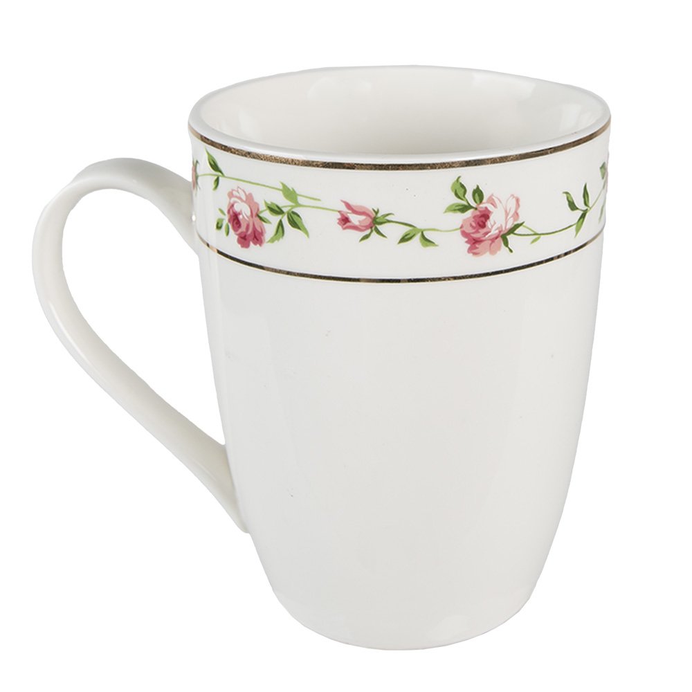 Theemok 300 ml keramiek roze bloemen