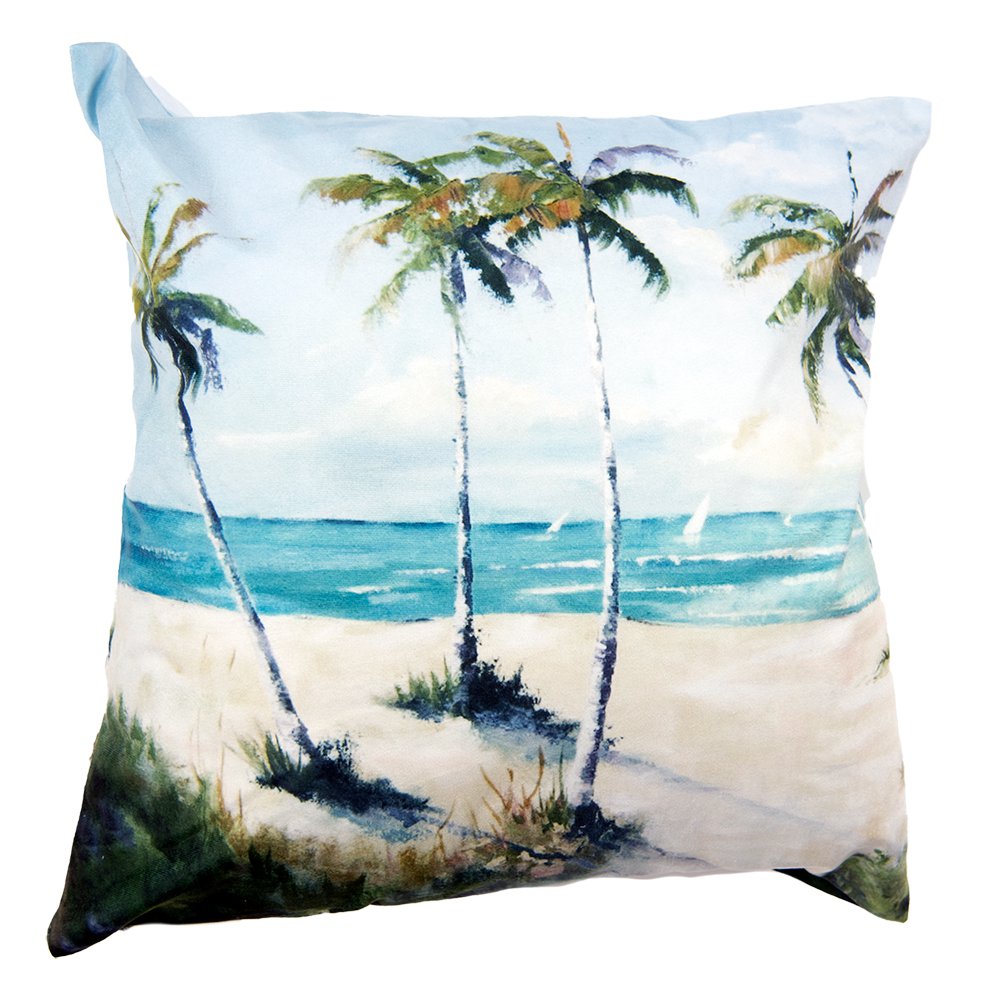 Kussenhoes 45x45 cm blauw groen polyester palmbomen