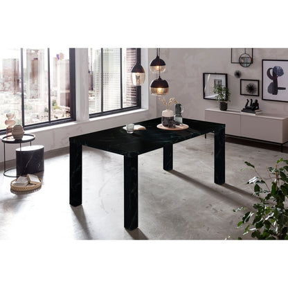 Eettafel 180x90x76 cm zwart marmerlook MDF