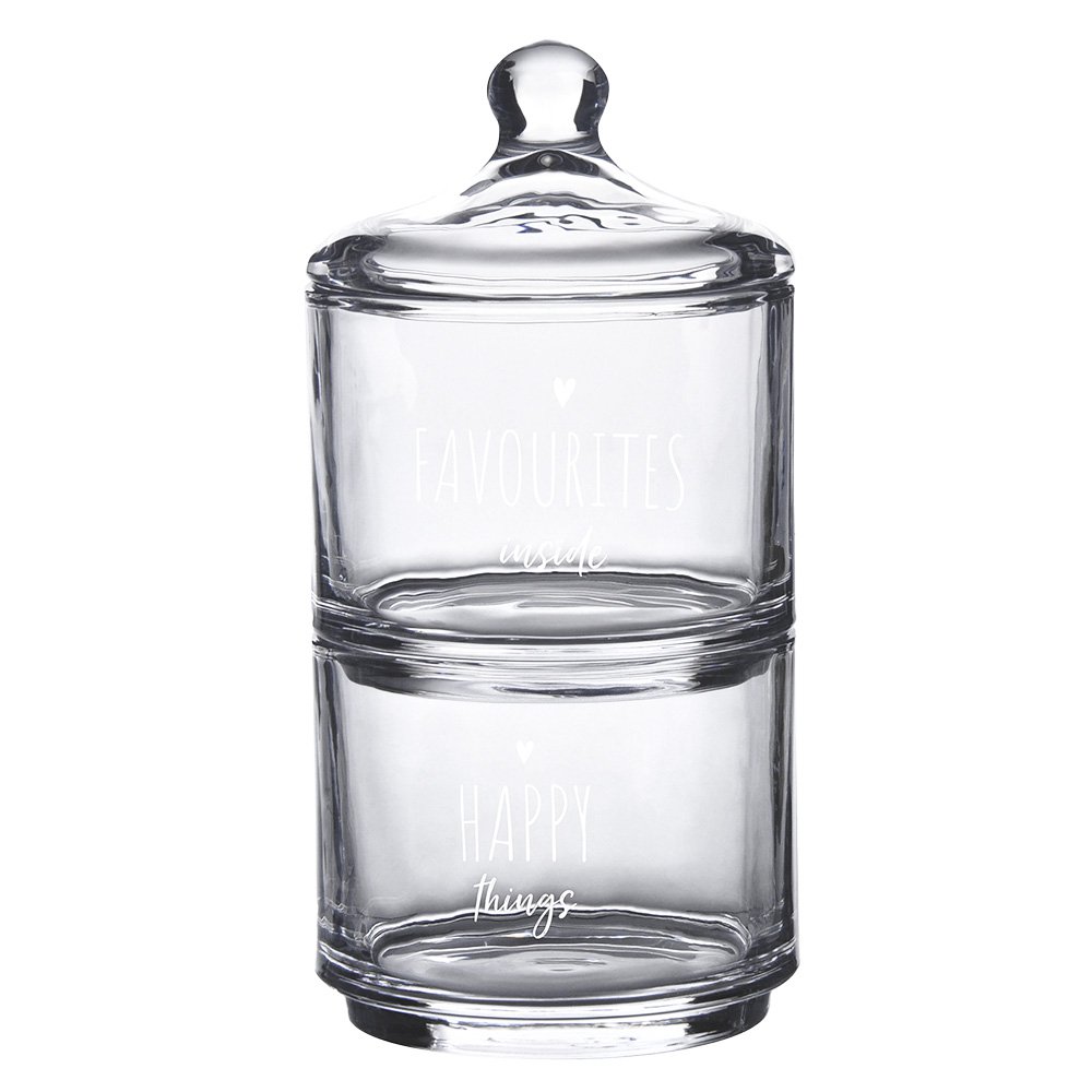 Voorraadpot glas Ø 10x21 cm hart set van 2