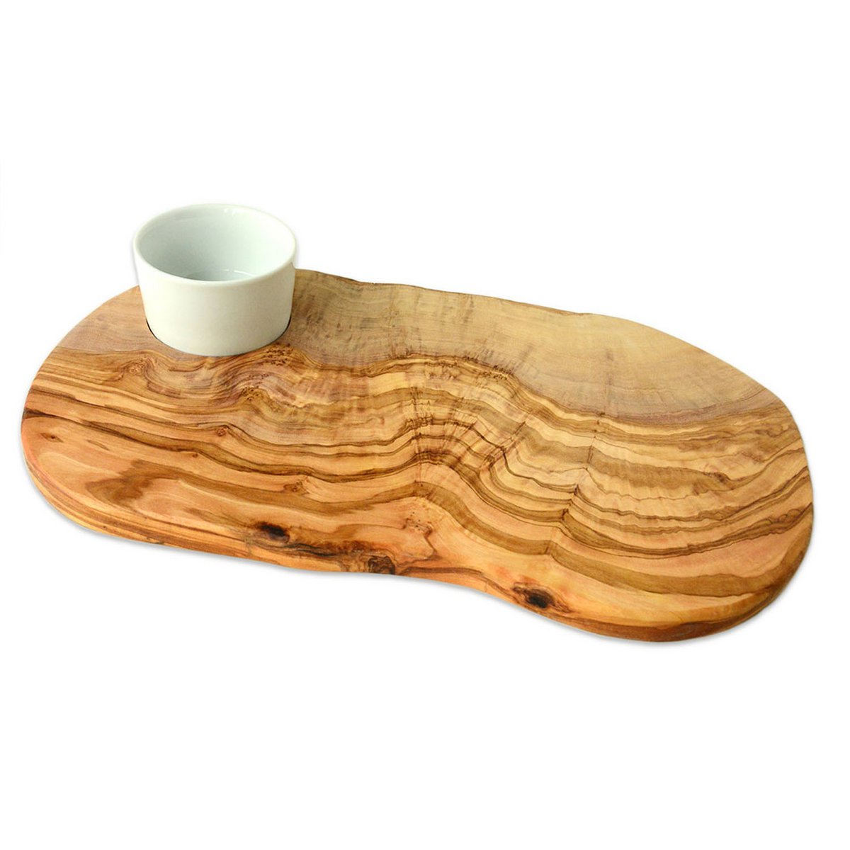 Burgerbord 40-44 cm hout met porseleinen schaal