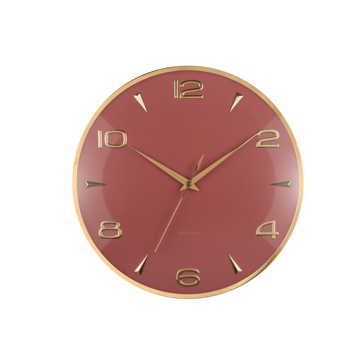 Wandklok 41 cm rood goud