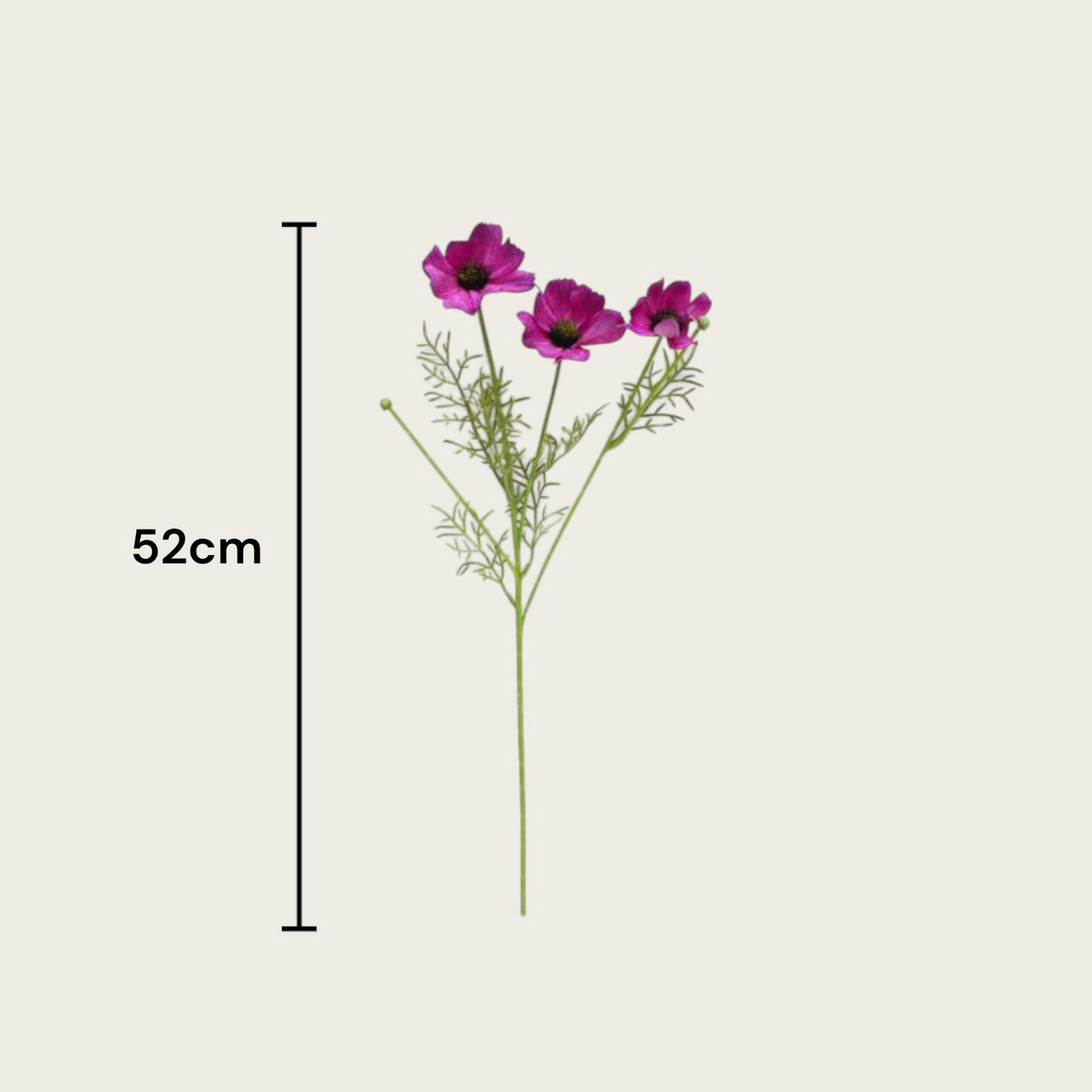3D Real Touch Chrysanthemum Purple | Silk Artificial Flower | Length 52cm 1pc