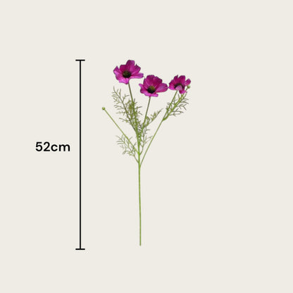 3D Real Touch Chrysanthemum Purple | Silk Artificial Flower | Length 52cm 1pc