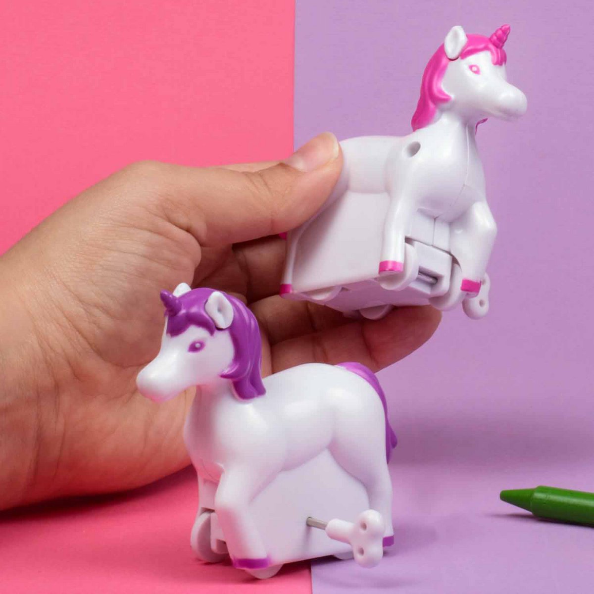 Opwindfiguur eenhoorn roze paars 2 stuks
