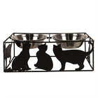 Huisdieren voerbak dubbel 38x20x14 cm 2x500 ml metaal zwart