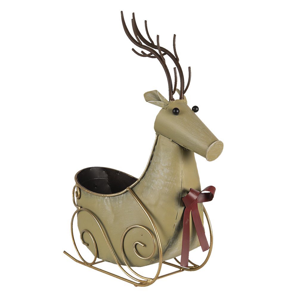 Opbergmand rendier 33x17x44 cm goudkleurig ijzer